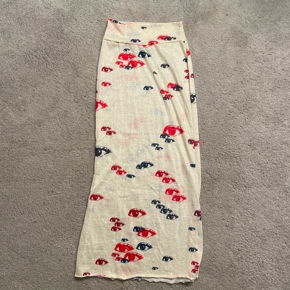 Omighty maxi skirt with funky cute eye pattern fairycore y2k